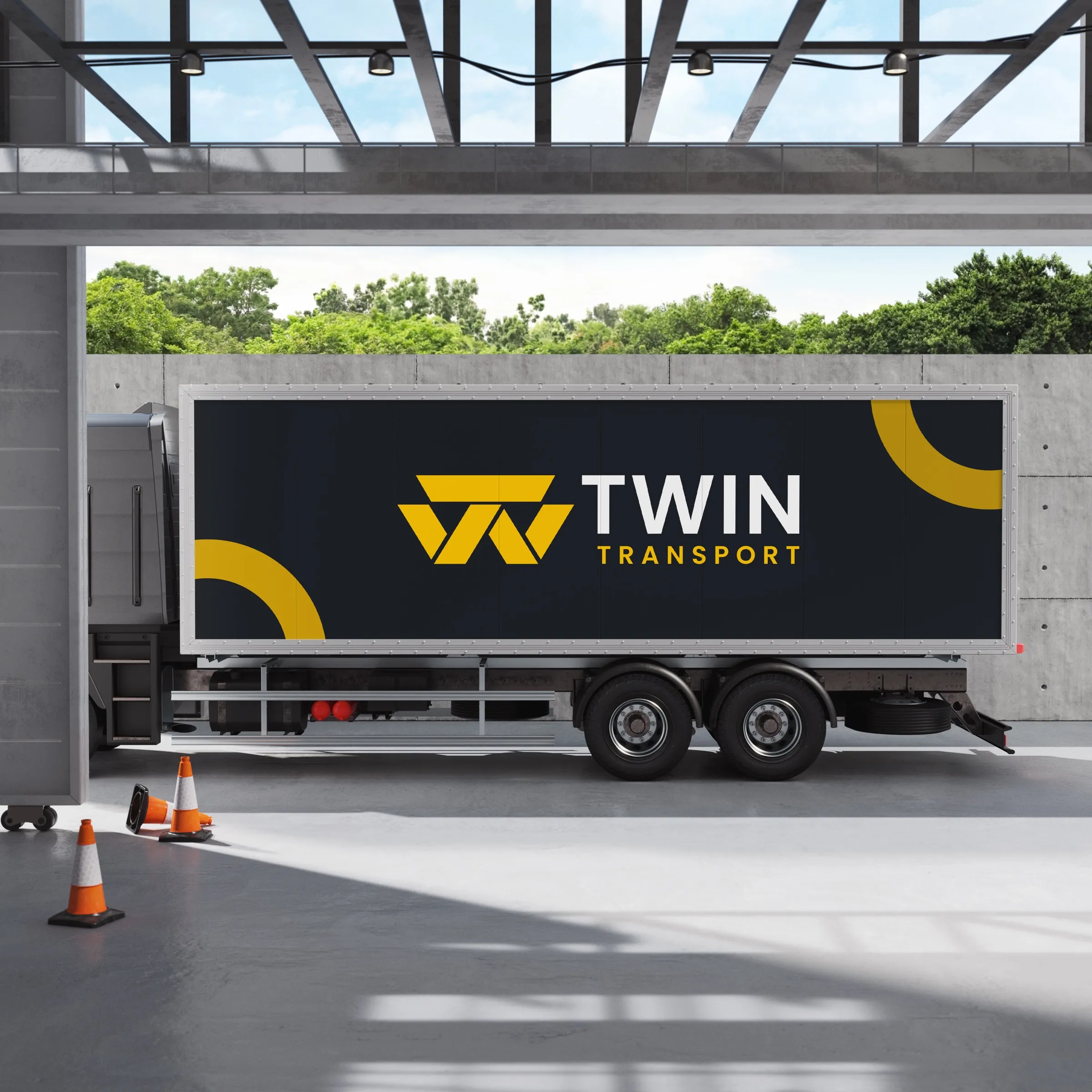 Lastwagen von Twin Transport an der Verladerampe